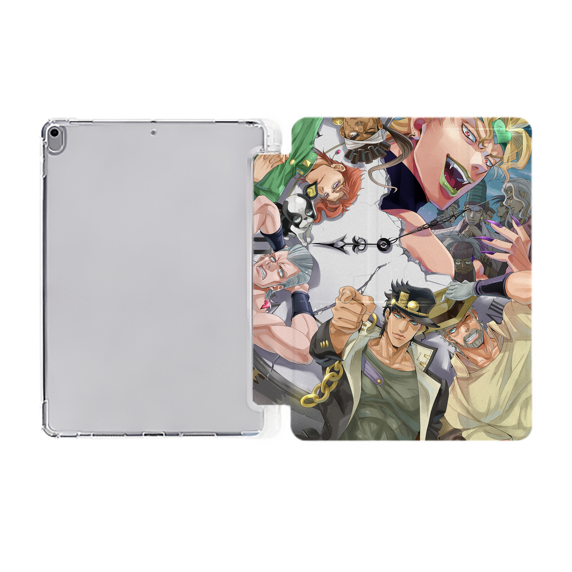 （画像用） ジョジョの奇妙な冒険 JoJo's Bizarre Adventure IPad ケース ペン収納付き 三つ折りスタンド PUレザー×シリコン 対応機種9.5/10.5/10.9インチ